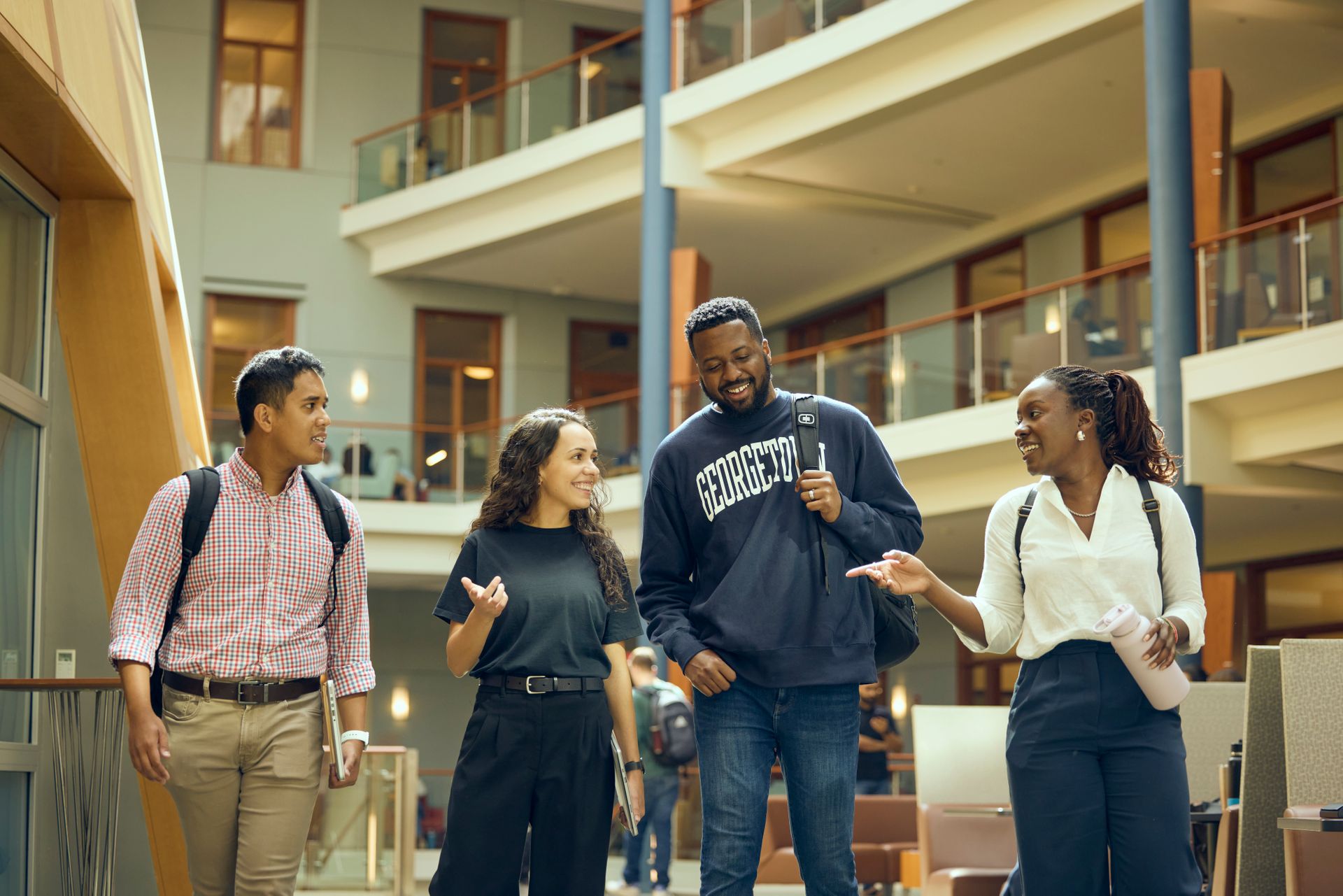 Students having a great time talking with each other.